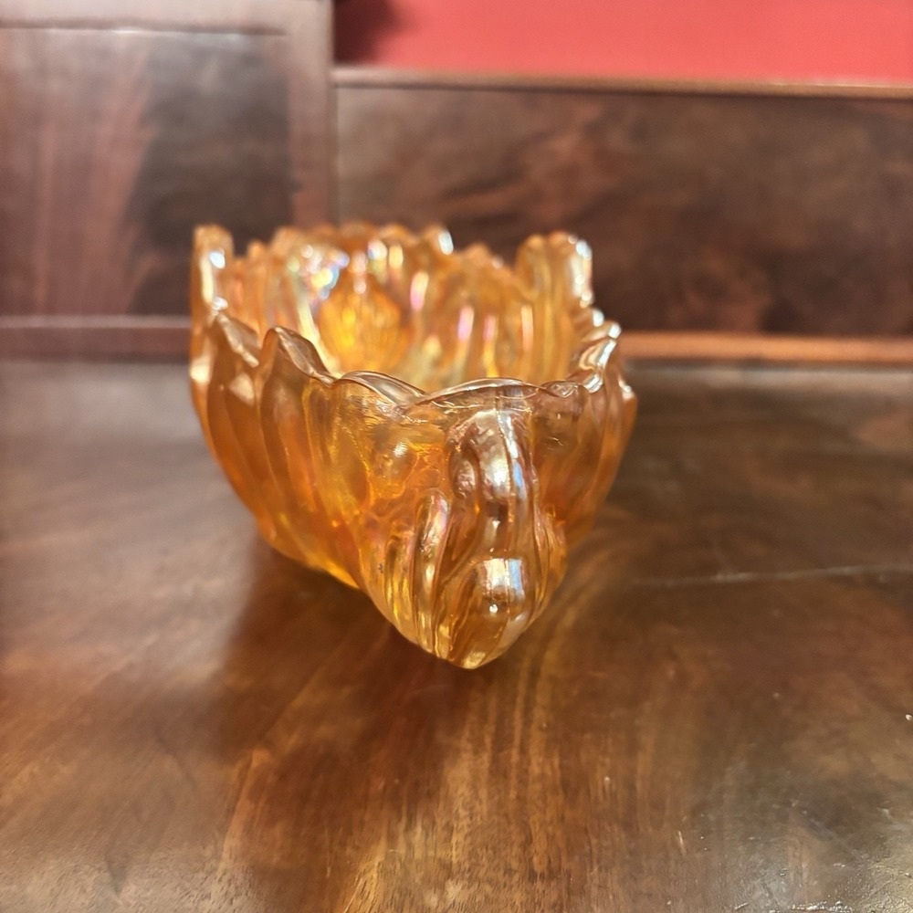 Vintage Jeannette Glass Marigold Carnival Glass Gondola Bowl Iridescent 15" Oval - Picture 4 of 8